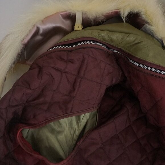 The Old Mill Glen Lainey Banton Olive Green Penny Coat Leather Trench Jacket M - Picture 16 of 16